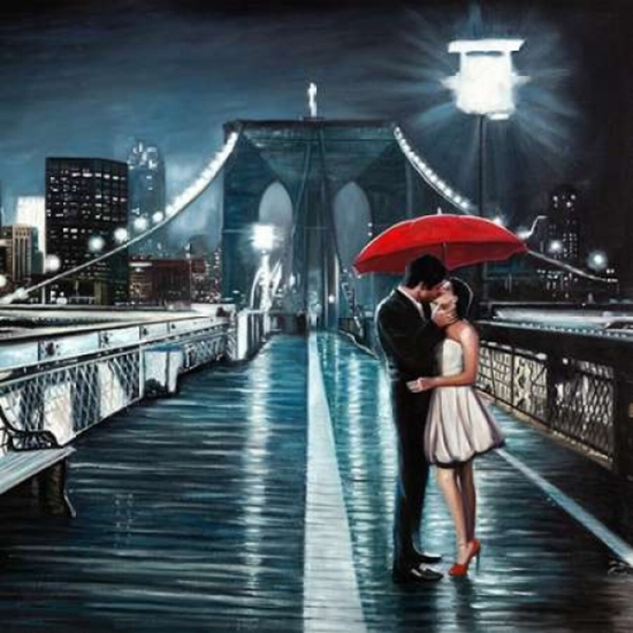 Kissing on Brooklyn Bridge Poster Print by Pierre Benson - Item # VARPDX1BN2581